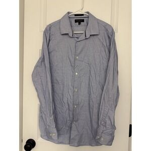 Banana Republic Slim Fit Wrinkle Resistant Blue Geometric Dress Shirt Men's L